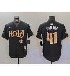 Men New Orleans Saints 41 Alvin Kamara Black Cool Base Stitched Baseball Jersey 2 Men New Orleans Saints 41 Alvin Kamara Black Cool Base Stitched Baseball Jersey 2