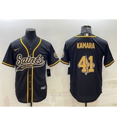 Men New Orleans Saints 41 Alvin Kamara Black Team Big Logo With Patch Cool Base Stitched Baseball Jersey Men New Orleans Saints 41 Alvin Kamara Black Team Big Logo With Patch Cool Base Stitched Baseball Jersey