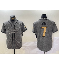 Men New Orleans Saints 7 Taysom Hill Grey With Patch Cool Base Stitched Baseball Jersey Men New Orleans Saints 7 Taysom Hill Grey With Patch Cool Base Stitched Baseball Jersey