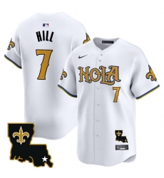 Men New Orleans Saints 7 Taysom Hill White Cool Base Stitched Baseball Jersey Men New Orleans Saints 7 Taysom Hill White Cool Base Stitched Baseball Jersey