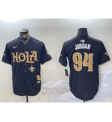 Men New Orleans Saints 94 Cameron Jordan Black Cool Base Stitched Baseball Jersey 2 Men New Orleans Saints 94 Cameron Jordan Black Cool Base Stitched Baseball Jersey 2