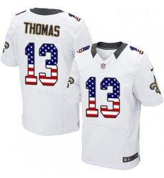 Mens Nike New Orleans Saints 13 Michael Thomas Elite White Road USA Flag Fashion NFL Jersey Mens Nike New Orleans Saints 13 Michael Thomas Elite White Road USA Flag Fashion NFL Jersey