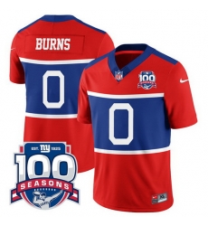 Men New York Giants 0 Brian Burns Century Red 100TH Season Commemorative Patch Limited Stitched Football Jersey Men New York Giants 0 Brian Burns Century Red 100TH Season Commemorative Patch Limited Stitched Football Jersey