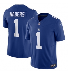 Men New York Giants 1 Malik Nabers Blue 2024 Draft F U S E  Vapor Untouchable Limited Stitched Jersey