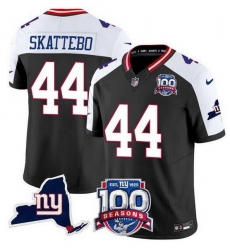 Men New York Giants 44 Cam Skattebo Black White 2025 Draft F U S E  100th Season  26 State Patch Vapor Limited Stitched Football Jersey