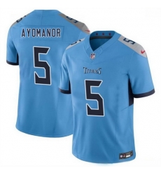 Men Tennessee Titans 5 Elic Ayomanor Blue 2025 Draft F U S E  Vapor Limited Stitched Football Jersey