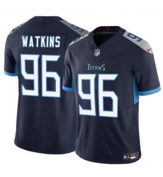 Men Tennessee Titans 96 Carlos Watkins Navy 2025 F U S E  Vapor Limited Stitched Football Jersey