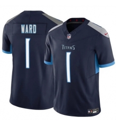 Youth Tennessee Titans 1 Cameron Ward Navy 2025 Draft F U S E  Vapor Limited Stitched Football Jersey