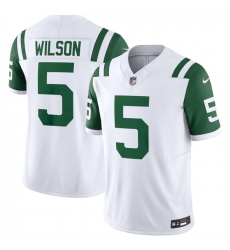 Men New York Jets 5 Garrett Wilson White Classic Alternate Vapor F U S E Limited Stitched Football Jersey Men New York Jets 5 Garrett Wilson White Classic Alternate Vapor F U S E Limited Stitched Football Jersey