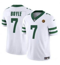 Men New York Jets 7 Tim Boyle White 2023 F U S E Throwback With John Madden Patch Vapor Limited Stitched Football Jersey Men New York Jets 7 Tim Boyle White 2023 F U S E Throwback With John Madden Patch Vapor Limited Stitched Football Jersey