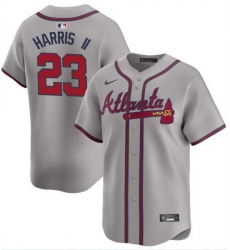 Men Atlanta Braves 23 Michael Harris II Grey 2024 Away Limited Stitched Baseball Jersey Men Atlanta Braves 23 Michael Harris II Grey 2024 Away Limited Stitched Baseball Jersey