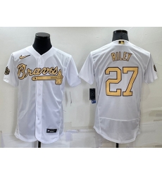Men Atlanta Braves 27 Austin Riley 2022 All Star White Flex Base Stitched Baseball Jersey Men Atlanta Braves 27 Austin Riley 2022 All Star White Flex Base Stitched Baseball Jersey