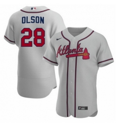 Men Atlanta Braves 28 Matt Olson Grey Flex Base Stitched Baseball jersey Men Atlanta Braves 28 Matt Olson Grey Flex Base Stitched Baseball jersey