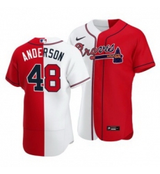 Men Atlanta Braves 48 Ian Anderson Split White Red Two Tone Jersey Men Atlanta Braves 48 Ian Anderson Split White Red Two Tone Jersey