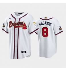 Men Atlanta Braves 8 Eddie Rosario 2022 White Gold World Series Champions Program Cool Base Stitched Baseball jersey Men Atlanta Braves 8 Eddie Rosario 2022 White Gold World Series Champions Program Cool Base Stitched Baseball jersey