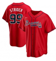 Men Atlanta Braves 99 Spencer Strider Red Cool Base Stitched Baseball Jersey Men Atlanta Braves 99 Spencer Strider Red Cool Base Stitched Baseball Jersey