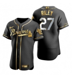 Men Atlanta Braves Austin Riley Black Gold Edition Jersey Men Atlanta Braves Austin Riley Black Gold Edition Jersey