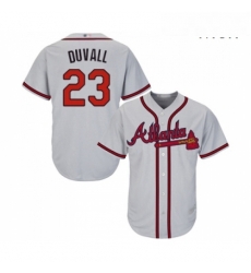 Mens Atlanta Braves 23 Adam Duvall Replica Grey Road Cool Base Baseball Jersey Mens Atlanta Braves 23 Adam Duvall Replica Grey Road Cool Base Baseball Jersey