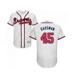 Mens Atlanta Braves 45 Kevin Gausman White Home Flex Base Authentic Collection Baseball Jersey Mens Atlanta Braves 45 Kevin Gausman White Home Flex Base Authentic Collection Baseball Jersey