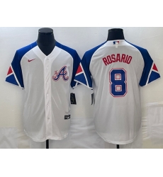 Men's Atlanta Braves #8 Eddie Rosario White 2023 City Connect Cool Base Stitched Jersey Men's Atlanta Braves #8 Eddie Rosario White 2023 City Connect Cool Base Stitched Jersey