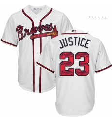 Mens Majestic Atlanta Braves 23 David Justice Authentic White Team Logo Fashion Cool Base MLB Jersey Mens Majestic Atlanta Braves 23 David Justice Authentic White Team Logo Fashion Cool Base MLB Jersey