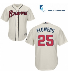 Mens Majestic Atlanta Braves 25 Tyler Flowers Replica Cream Alternate 2 Cool Base MLB Jersey Mens Majestic Atlanta Braves 25 Tyler Flowers Replica Cream Alternate 2 Cool Base MLB Jersey