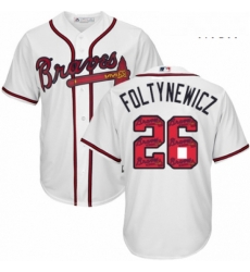 Mens Majestic Atlanta Braves 26 Mike Foltynewicz Authentic White Team Logo Fashion Cool Base MLB Jersey Mens Majestic Atlanta Braves 26 Mike Foltynewicz Authentic White Team Logo Fashion Cool Base MLB Jersey