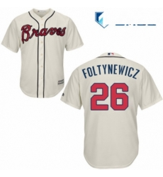 Mens Majestic Atlanta Braves 26 Mike Foltynewicz Replica Cream Alternate 2 Cool Base MLB Jersey Mens Majestic Atlanta Braves 26 Mike Foltynewicz Replica Cream Alternate 2 Cool Base MLB Jersey