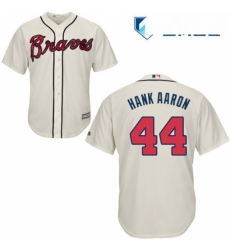 Mens Majestic Atlanta Braves 44 Hank Aaron Replica Cream Alternate 2 Cool Base MLB Jersey Mens Majestic Atlanta Braves 44 Hank Aaron Replica Cream Alternate 2 Cool Base MLB Jersey