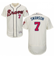 Mens Majestic Atlanta Braves 7 Dansby Swanson Cream Flexbase Authentic Collection MLB Jersey Mens Majestic Atlanta Braves 7 Dansby Swanson Cream Flexbase Authentic Collection MLB Jersey