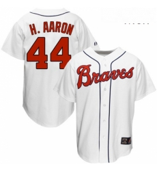 Mens Mitchell and Ness 1963 Atlanta Braves 44 Hank Aaron Authentic White Throwback MLB Jersey Mens Mitchell and Ness 1963 Atlanta Braves 44 Hank Aaron Authentic White Throwback MLB Jersey