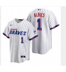 Men's Nike Atlanta Braves #1 Ozzie Albies White City Player Jersey Men's Nike Atlanta Braves #1 Ozzie Albies White City Player Jersey