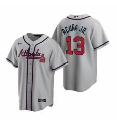 Mens Nike Atlanta Braves 13 Ronald Acuna Jr Gray Road Stitched Baseball Jersey Mens Nike Atlanta Braves 13 Ronald Acuna Jr Gray Road Stitched Baseball Jersey