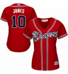 Womens Majestic Atlanta Braves 10 Chipper Jones Replica Red Alternate Cool Base MLB Jersey Womens Majestic Atlanta Braves 10 Chipper Jones Replica Red Alternate Cool Base MLB Jersey