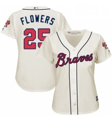 Womens Majestic Atlanta Braves 25 Tyler Flowers Replica Cream Alternate 2 Cool Base MLB Jersey Womens Majestic Atlanta Braves 25 Tyler Flowers Replica Cream Alternate 2 Cool Base MLB Jersey