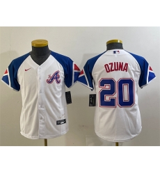 Youth Atlanta Braves 20 Marcell Ozuna White 2023 City Connect Stitched Baseball Jersey Youth Atlanta Braves 20 Marcell Ozuna White 2023 City Connect Stitched Baseball Jersey