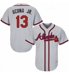 Youth Majestic Atlanta Braves 13 Ronald Acuna Jr Authentic Grey Road Cool Base MLB Jersey Youth Majestic Atlanta Braves 13 Ronald Acuna Jr Authentic Grey Road Cool Base MLB Jersey