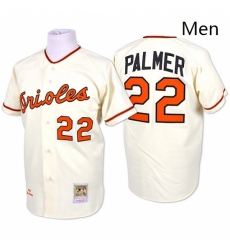 Mens Mitchell and Ness Baltimore Orioles 22 Jim Palmer Replica Cream Throwback MLB Jersey