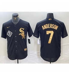 MLB White Sox 7 Tim Anderson Black Gold Nike Cool Base Men Jersey MLB White Sox 7 Tim Anderson Black Gold Nike Cool Base Men Jersey