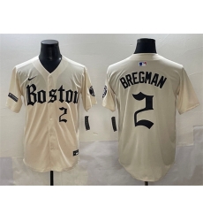 Men Boston Red Sox 2 Alex Bregman Cream Gothic Vapor Limited Stitched Baseball Jersey