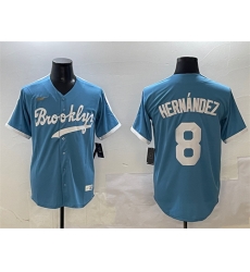Men Brooklyn Dodgers 8 Enrique Hernandez Light Blue Stitched Baseball Jersey Men Brooklyn Dodgers 8 Enrique Hernandez Light Blue Stitched Baseball Jersey