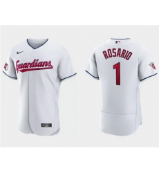 Men Cleveland Guardians 1 Amed Rosario White Flex Base Stitched Jersey Men Cleveland Guardians 1 Amed Rosario White Flex Base Stitched Jersey
