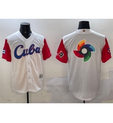 Men Cuba Baseball White World Baseball Big Logo Classic Stitched Jersey