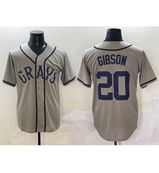Men Homestead Grays 20 Josh Gibson Gray Stitched Baseball Jersey
