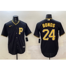 Men Pittsburgh Pirates 24 Barry Bonds Black Cool Base Stitched Baseball Jersey