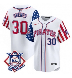 Men Pittsburgh Pirates 30 Paul Skenes White 2024 Fourth of July Vapor Limited Stitched Baseball Jersey Men Pittsburgh Pirates 30 Paul Skenes White 2024 Fourth of July Vapor Limited Stitched Baseball Jersey