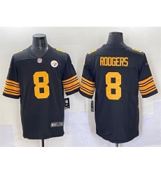 Men Pittsburgh Steelers 8 Aaron Rodgers Black 2025 Color Rush Vapor Limited Stitched Footb