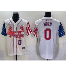 Men St Louis Cardinals 0 Masyn Winn White Independence Day Vapor Premier Limited Stitched Baseball Jersey