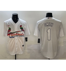 Men St Louis Cardinals 1 Ozzie Smith White Cool Base Stitched Baseball Jersey Men St Louis Cardinals 1 Ozzie Smith White Cool Base Stitched Baseball Jersey