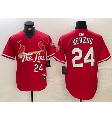 Men St Louis Cardinals 24 Whitey Herzog Red 2024 City Connect Limited Stitched Baseball Jersey Men St Louis Cardinals 24 Whitey Herzog Red 2024 City Connect Limited Stitched Baseball Jersey